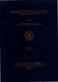 Image of Analisis Pengaruh Faktor Budaya Organisasi Terhadap Loyalitas Karyawan pada PT. Selamat Lestari Mandiri Sukabumi