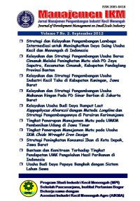 Image of Manajemen IKM: Jurnal Manajemen Pengembangan Industri Kecil Menengah